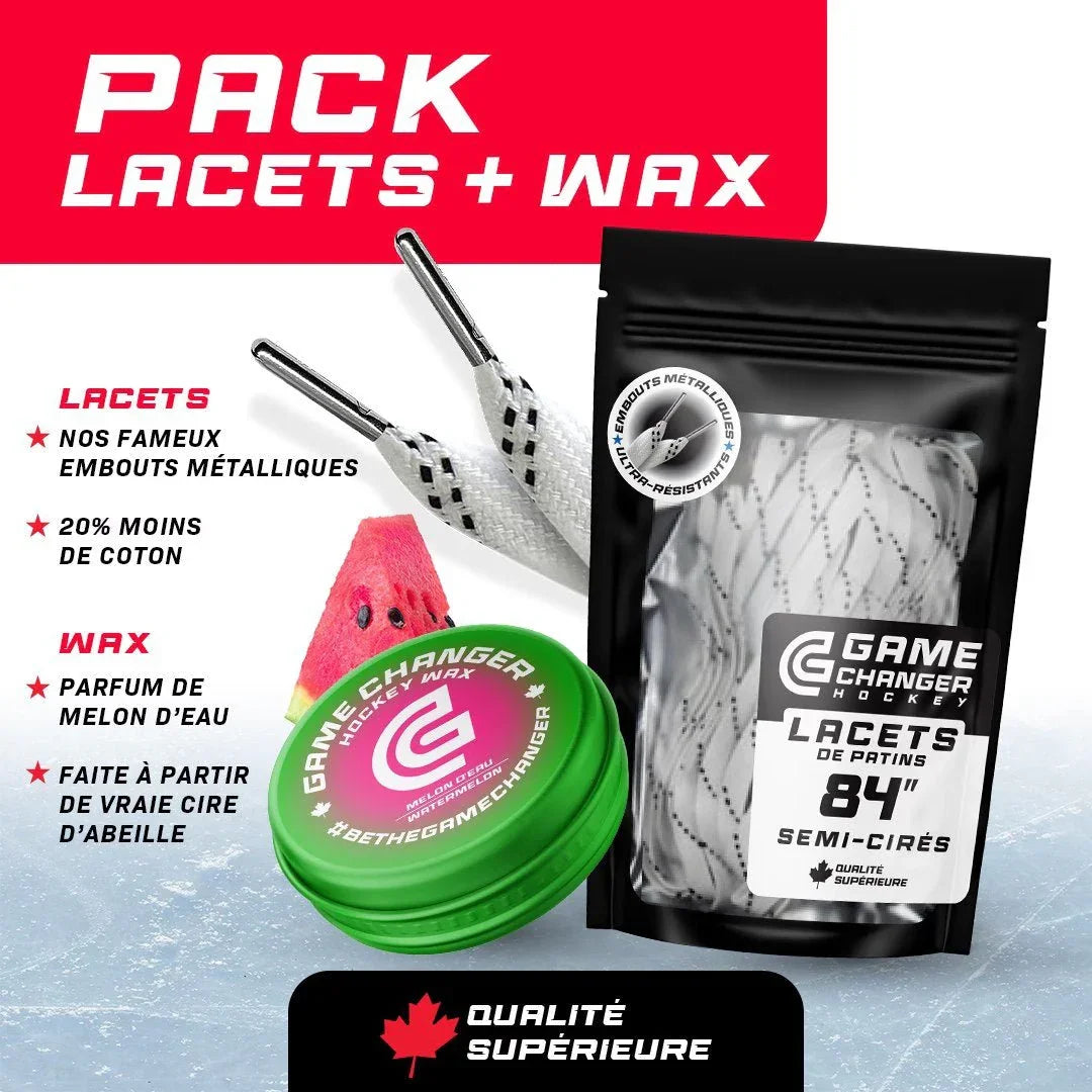 Pack de lacets de patins semi-cirés 84 pouces et cire hockey parfum melon, LabHockey